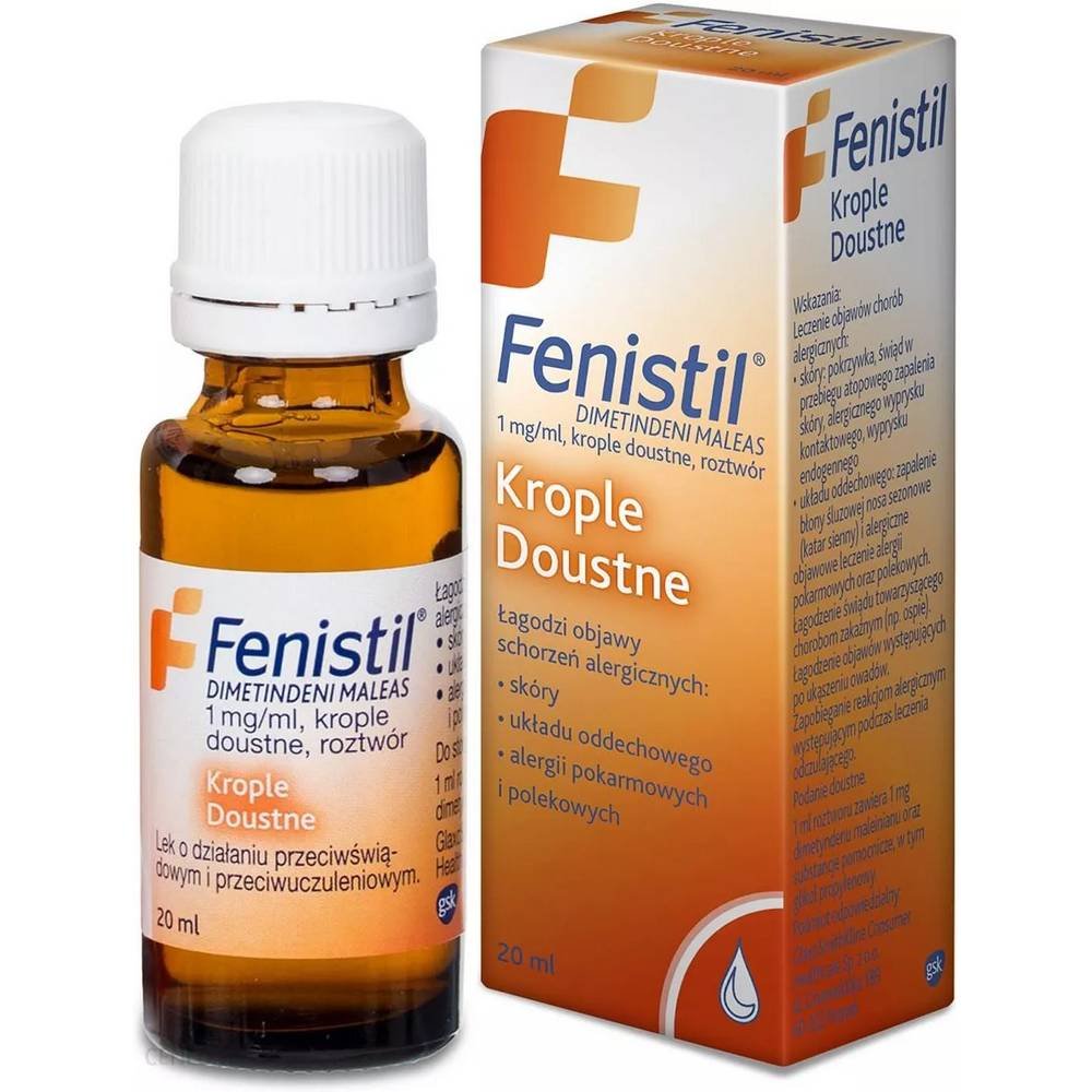 fenistil 1mg1ml 20ml • Антигистаминное средство с противозудным и противоаллергическим эффектом.