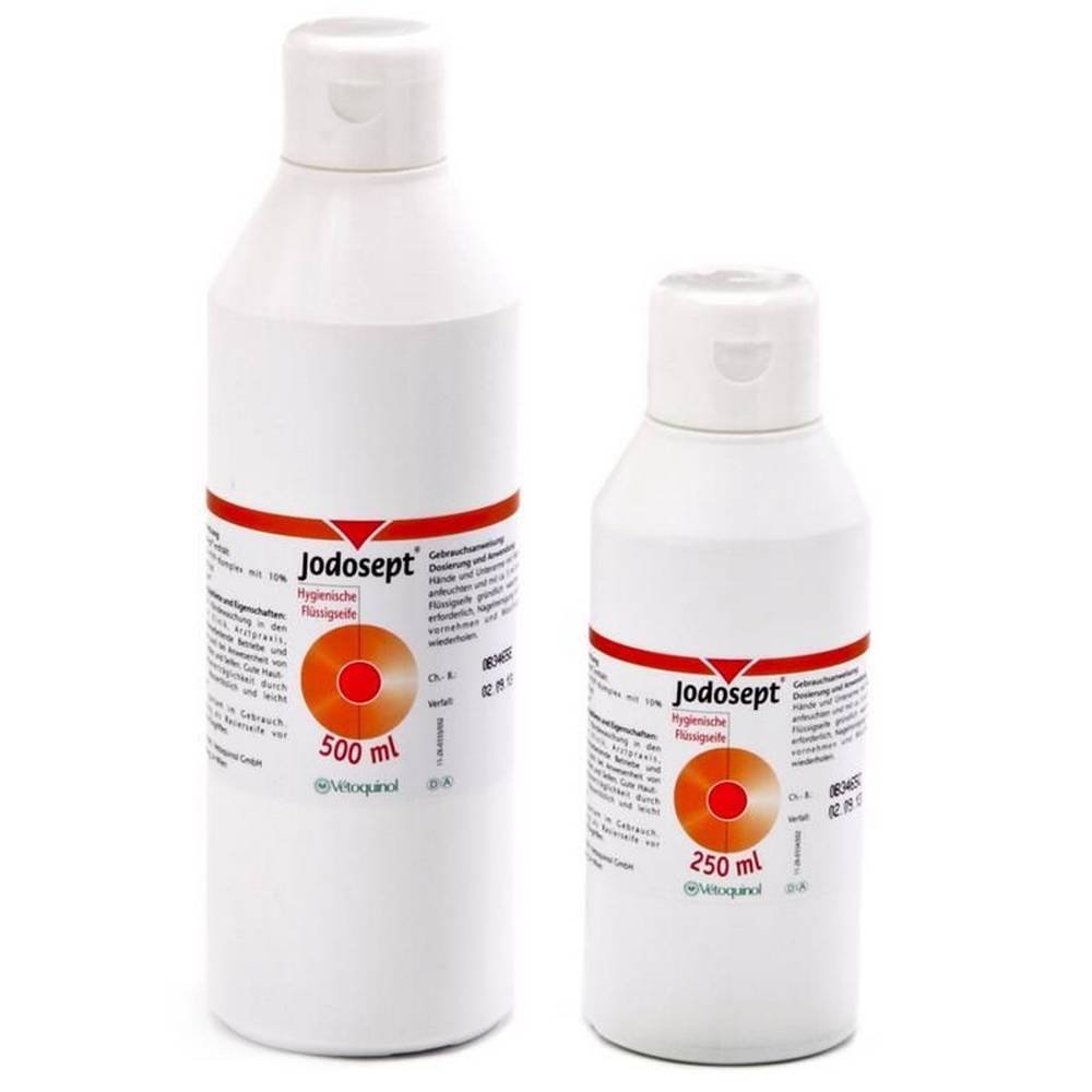 iodosept pvp with povidone iodine 250 vetoquinol savon liquide désinfectant à la povidone iodée