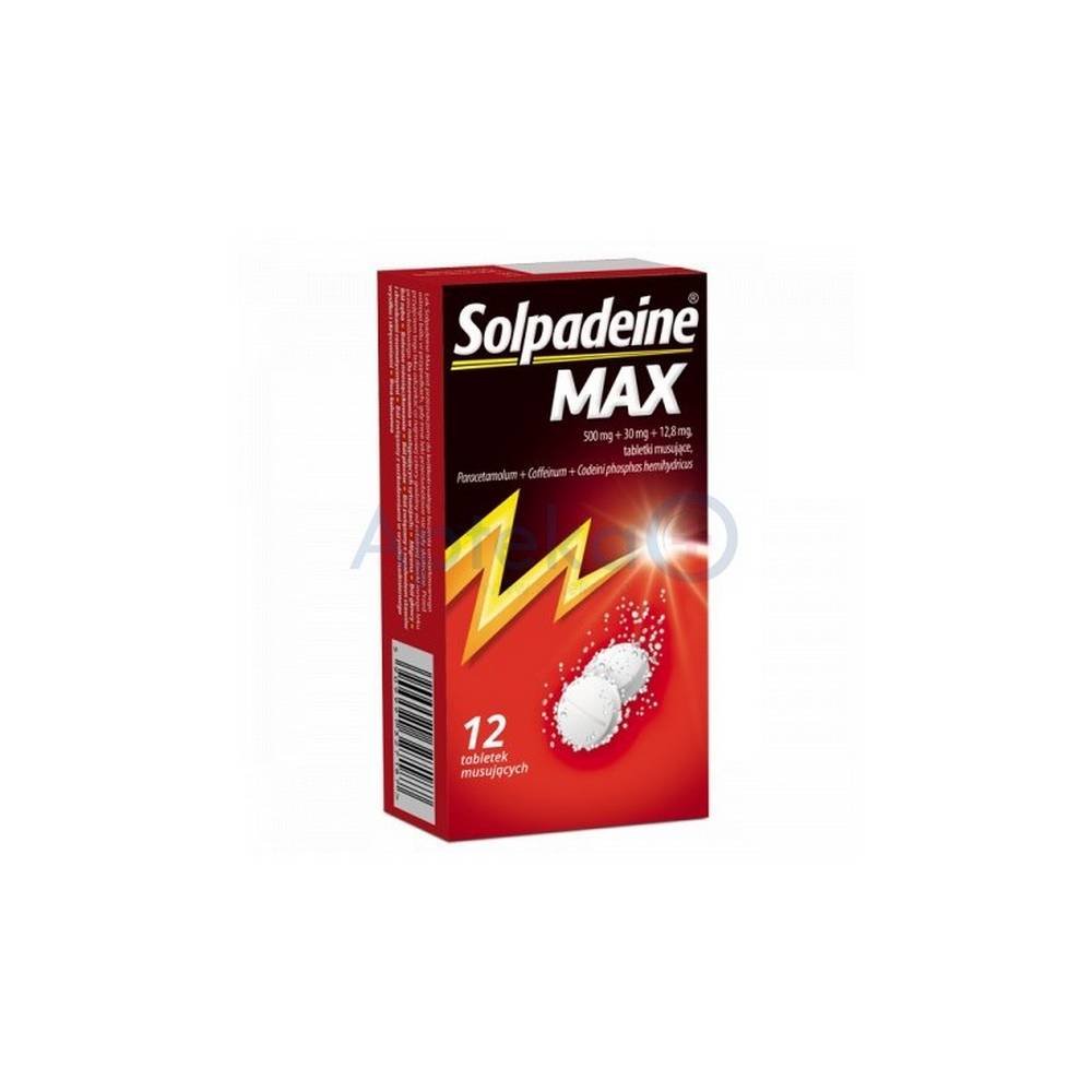 solpadeine max 12 Solpadeine Max is a medicine in the form of effervescent tablets with analgesic effect, which contains 3 active substances.