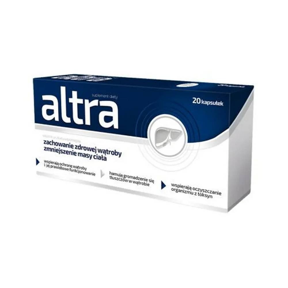 altra 20 kaps Altra helps support healthy liver function, prevents the accumulation of fat in the liver, and helps maintain a healthy gallbladder and proper function.