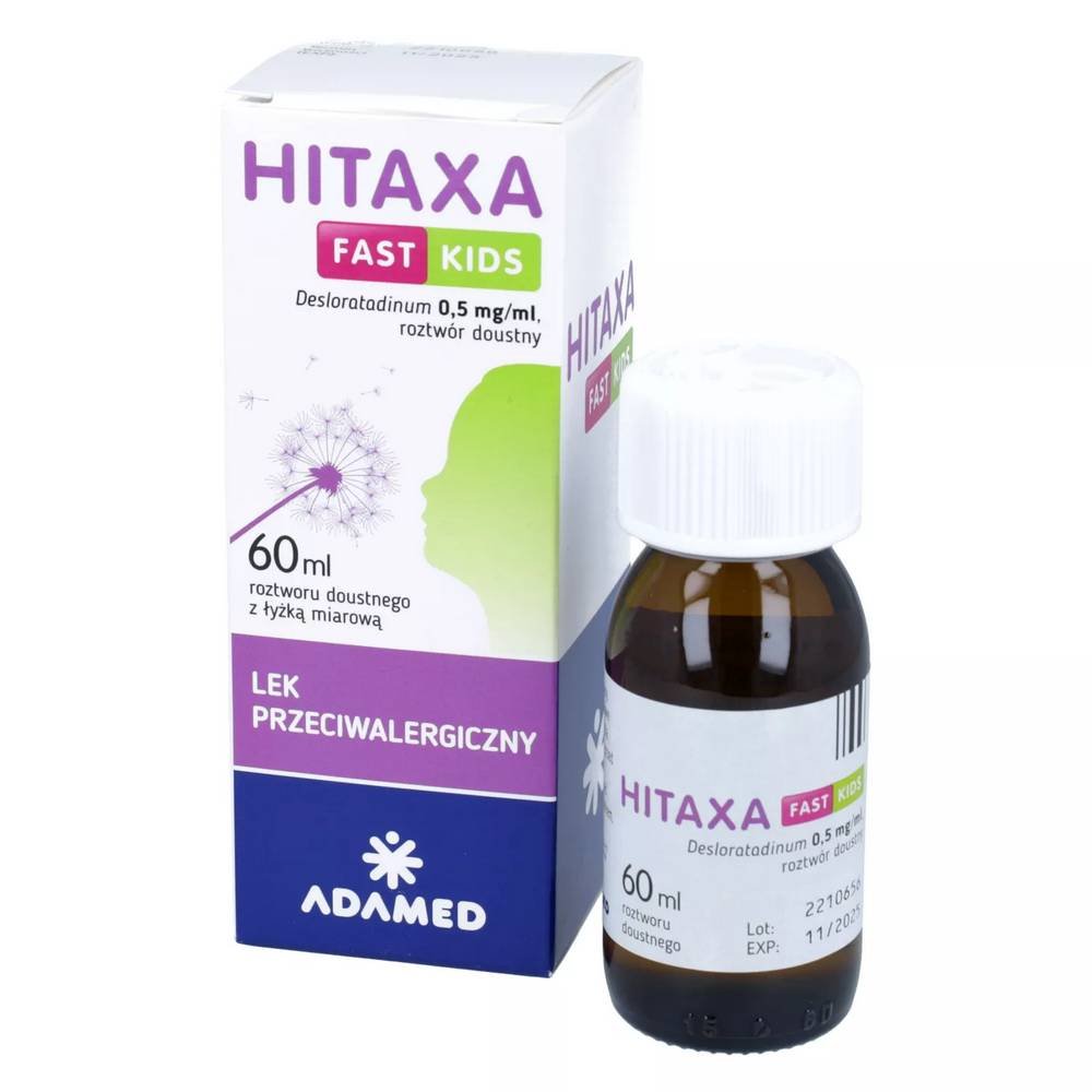 hitaxa fast kids syrop 60 ml Hitaxa Fast Kids is an antiallergic solution for oral administration that does not cause drowsiness in children over 2 years of age.