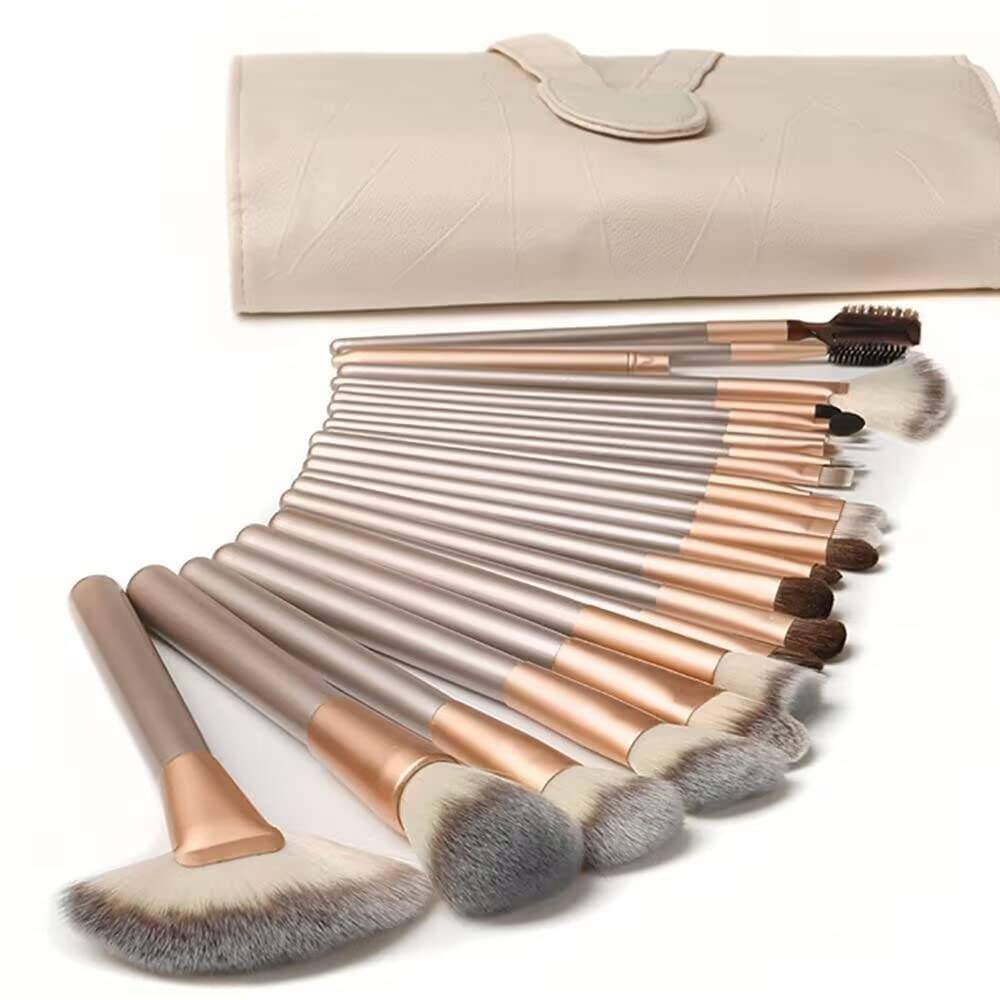 ammiy® 18 teiliges make up pinselset cremefarbene tasche Ammiy® Pinselset de maquillaje de 18 piezas (cremefarbene Tasche) cerdas densas, atrapa y mezcla fácilmente los cosméticos, ideal para aplicar lociones, sombras de ojos y polvos.