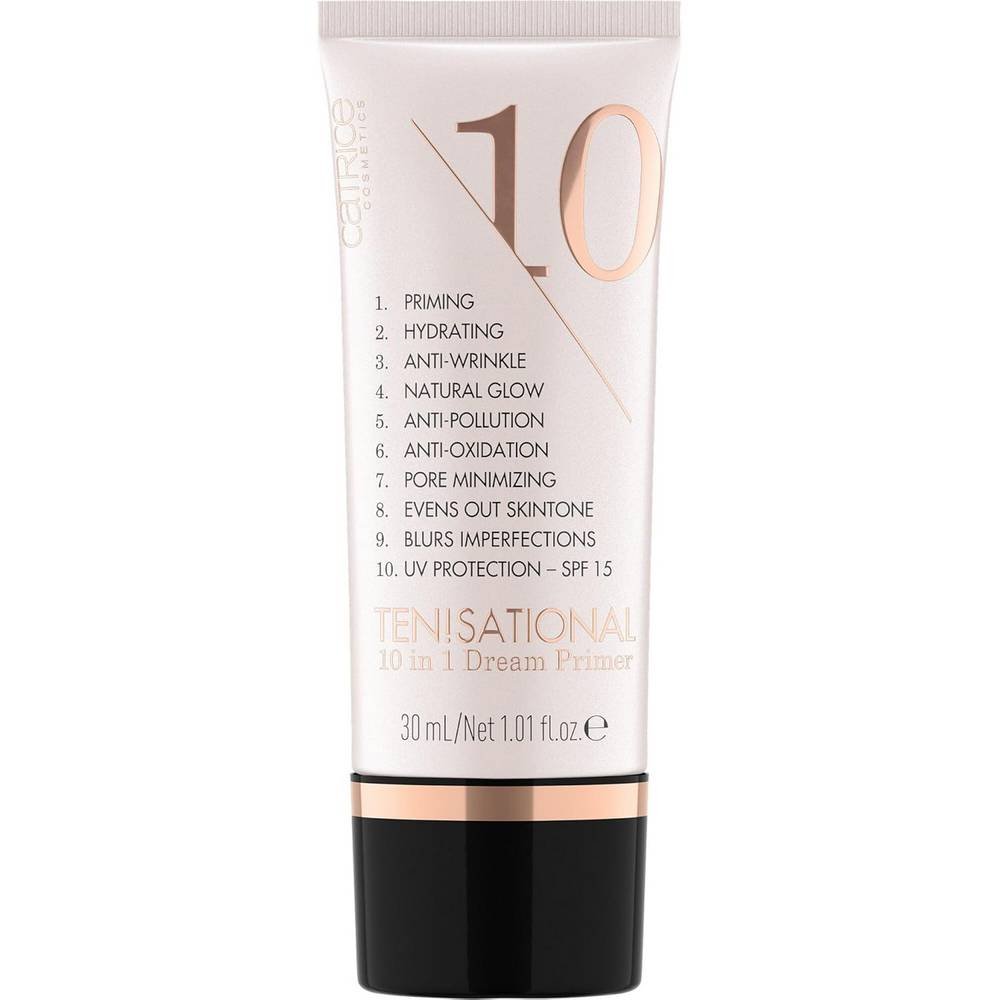 catrice tensational 10 in 1 dream primer Catrice Ten!sational 10 in 1 Dream Primer Textura ligera, enfoque agradable, factor de protección solar 15, efecto antioxidante y protección contra la contaminación.